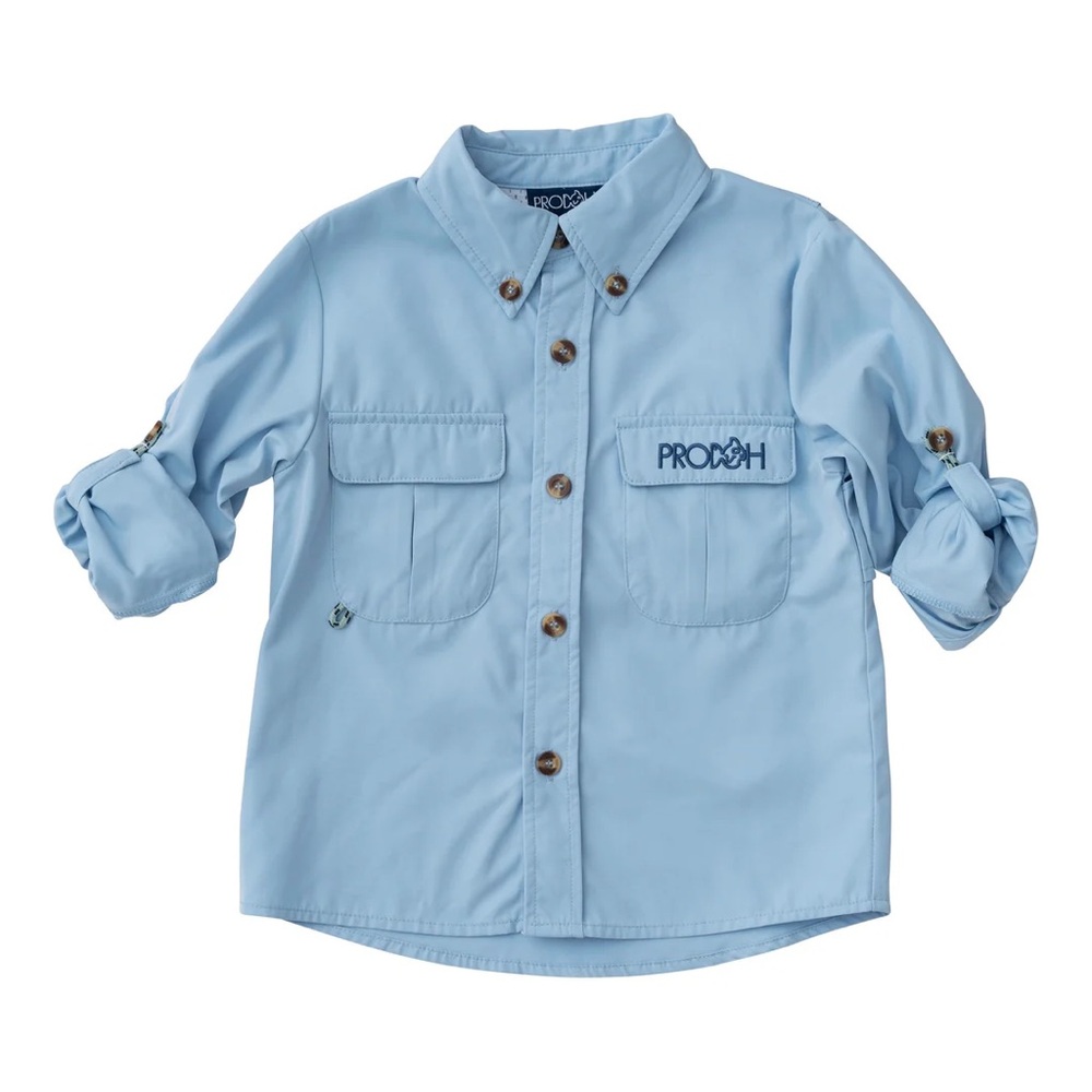 PRODOH Light Blue Kids Long Sleeve Founders Fishing Shirt